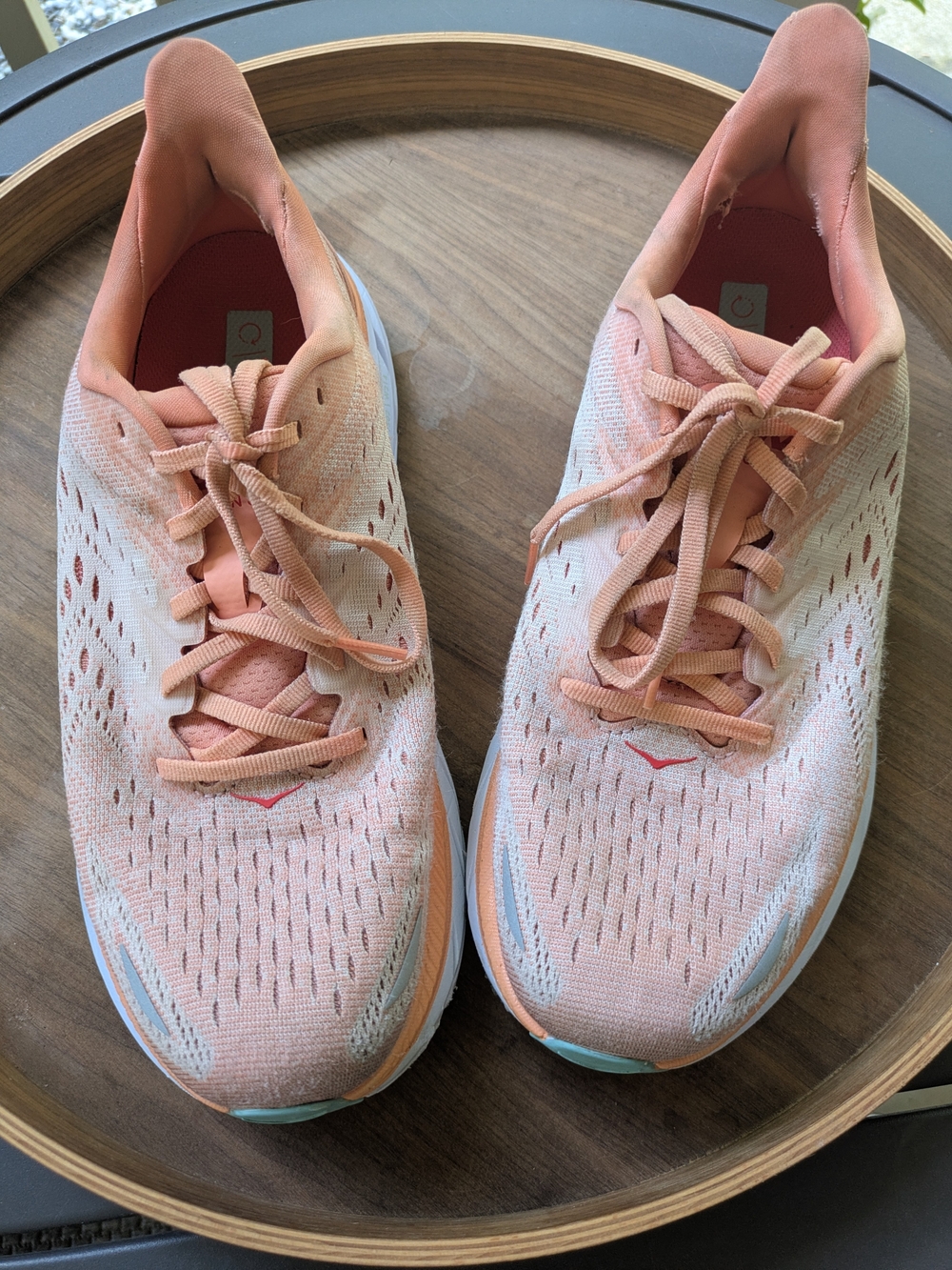 HOKA Clifton 8 Women's Peach Knit Running Shoes